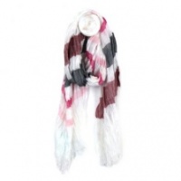 Fine White Scarf with Pink & Grey Stripes by Peace of Mind